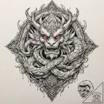 Tengu, tattoo line art, stylized interpretati… – tattoo sketch (№1751142860_0, 28.06.2025 20:34) — tattoovalue.net