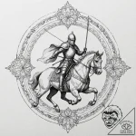 Knight jousting, artistic tattoo sketch, mode… – tattoo sketch (№1751143399_0, 28.06.2025 20:43) — tattoovalue.net