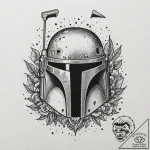 Neo-traditional tattoo sketch of boba fett’s… – tattoo sketch (№1751143508_0, 28.06.2025 20:45) — tattoovalue.net