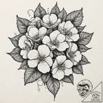 Hydrangea, ink illustration for tattoo, on te… – tattoo sketch (№1751143722_0, 28.06.2025 20:48) — tattoovalue.net