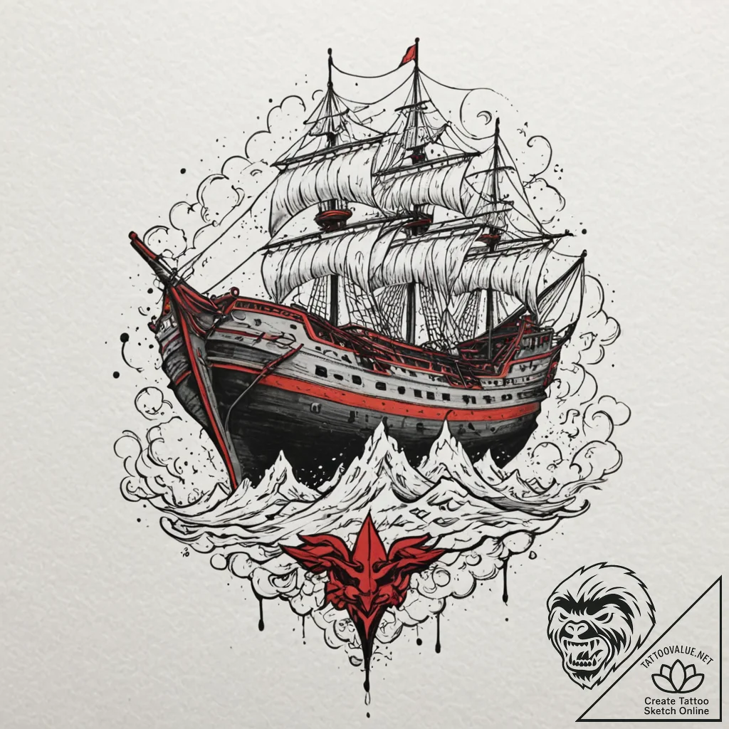 A linework tattoo of the nebuchadnezzar ship.... - tattoo sketch (№1751143907_0, 28.06.2025 20:51) — tattoovalue.net