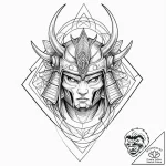 A samurai warrior’s helmet (kabuto), tattoo d… – tattoo sketch (№1751144241_0, 28.06.2025 20:57) — tattoovalue.net