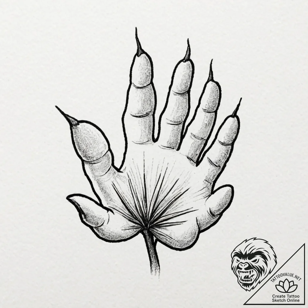 Palm, tattoo flash sheet design, minimalist t... - tattoo sketch (№1751144649_0, 28.06.2025 21:04) — tattoovalue.net