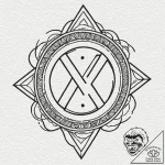 A linework tattoo of the pym particles symbol… – tattoo sketch (№1751144977_0, 28.06.2025 21:09) — tattoovalue.net