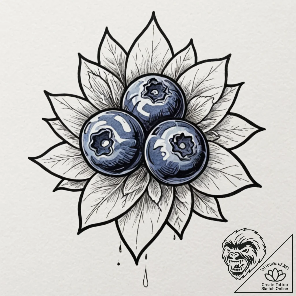 Blueberry, tattoo flash sheet design, no back... - tattoo sketch (№1751145651_0, 28.06.2025 21:20) — tattoovalue.net