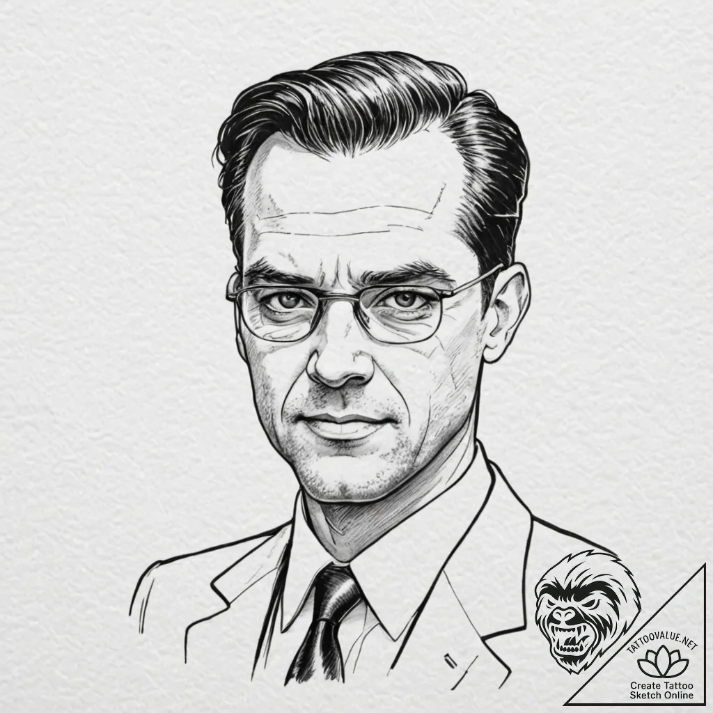 A graphic novel style portrait of agent smith... - tattoo sketch (№1751146323_0, 28.06.2025 21:32) — tattoovalue.net