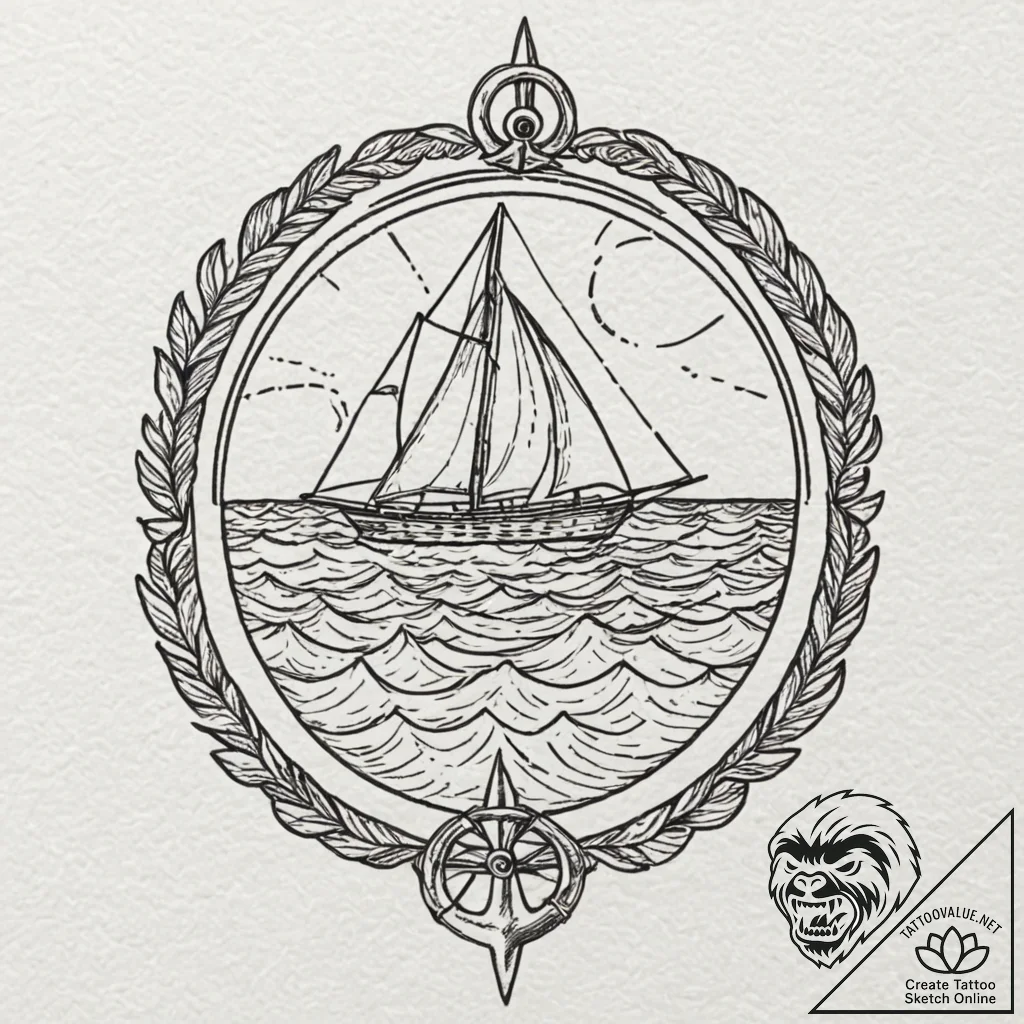 Ocean, tattoo line art, minimalist approach,... - tattoo sketch (№1751146964_0, 28.06.2025 21:42) — tattoovalue.net