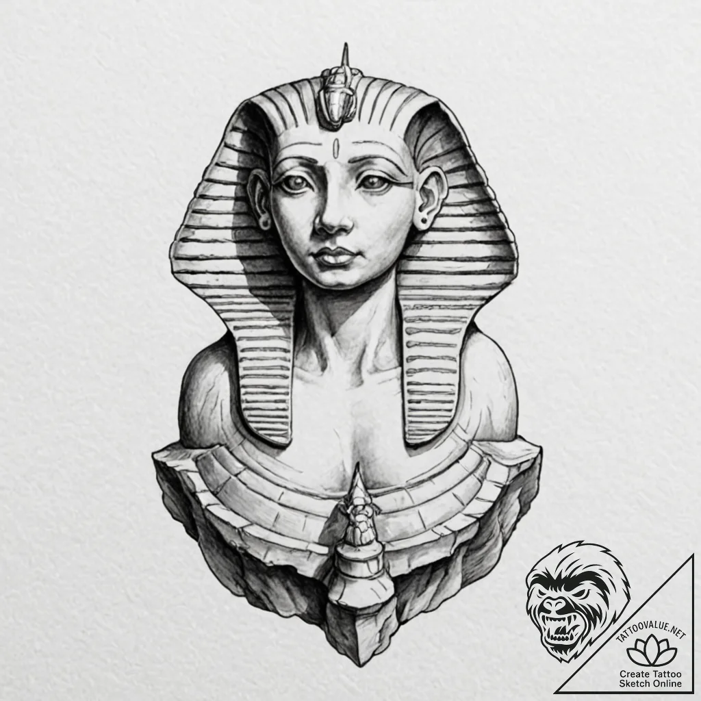 Sphinx, tattoo drawing outline, moderately de... - tattoo sketch (№1751147179_0, 28.06.2025 21:46) — tattoovalue.net