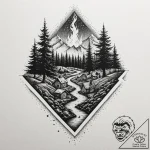 A graphic novel style tattoo of the burning v… – tattoo sketch (№1751147364_0, 28.06.2025 21:49) — tattoovalue.net