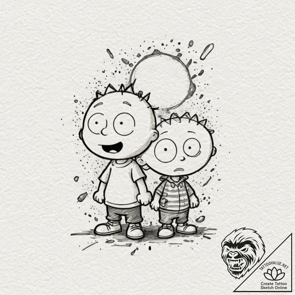 A graphic novel panel of stewie and brian fro... - tattoo sketch (№1751147478_0, 28.06.2025 21:51) — tattoovalue.net