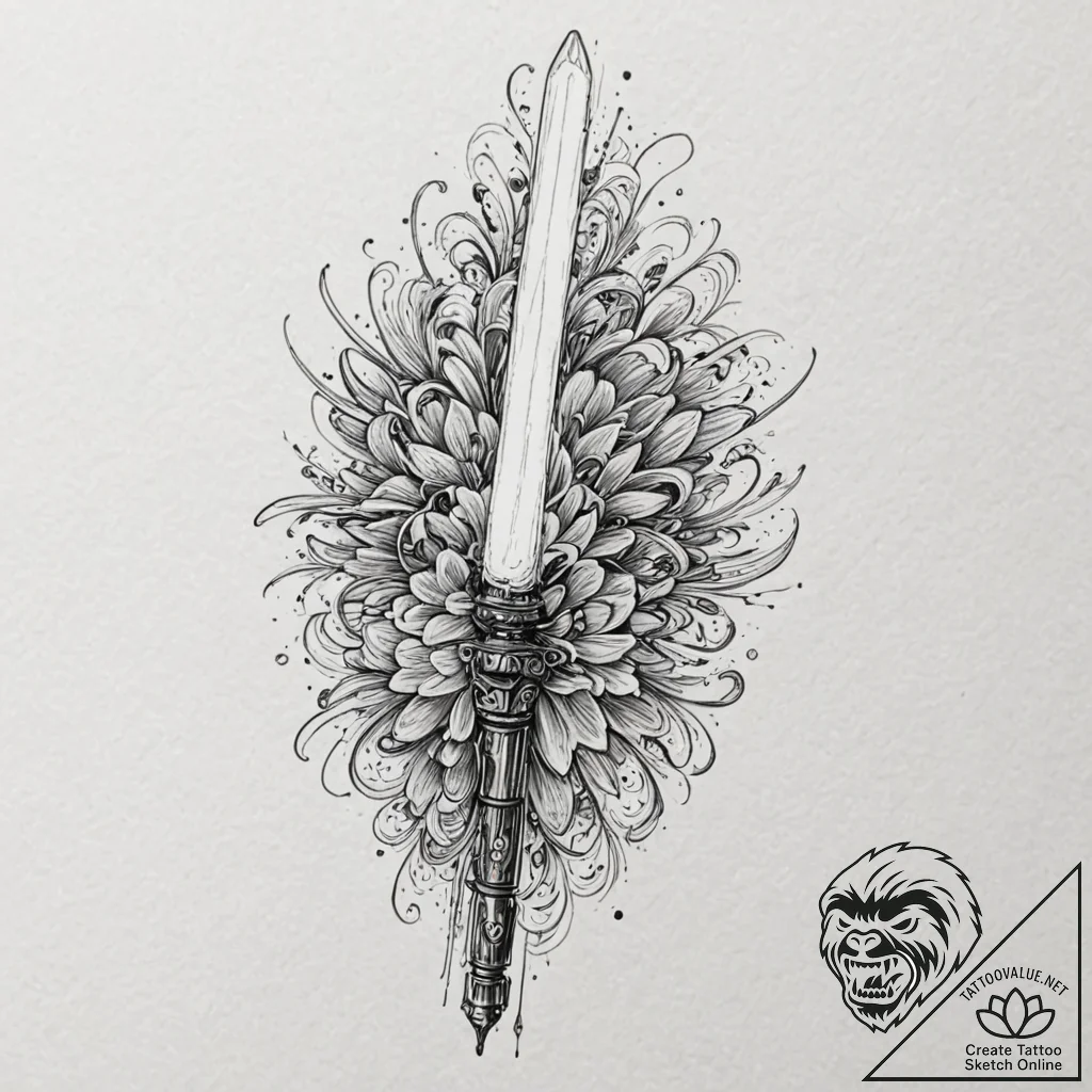 A lightsaber, ink illustration for tattoo, dy... - tattoo sketch (№1751148234_0, 28.06.2025 22:03) — tattoovalue.net