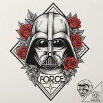 Chicano style tattoo sketch of darth vader’s… – tattoo sketch (№1751149737_0, 28.06.2025 22:28) — tattoovalue.net