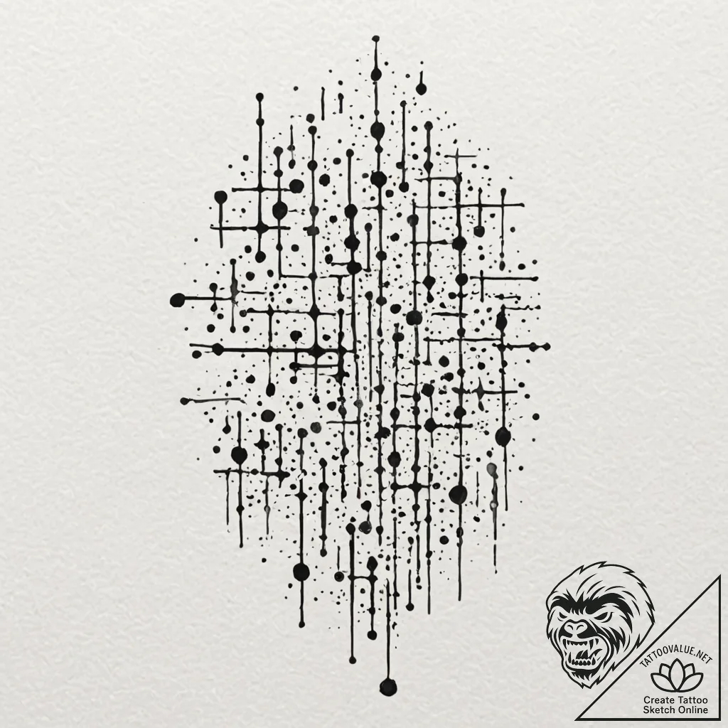 Binary code forming a silhouette, artistic ta... - tattoo sketch (№1751150287_0, 28.06.2025 22:38) — tattoovalue.net