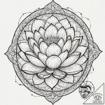 Lotus, concept art for tattoo, detailed cross… – tattoo sketch (№1751151381_0, 28.06.2025 22:56) — tattoovalue.net