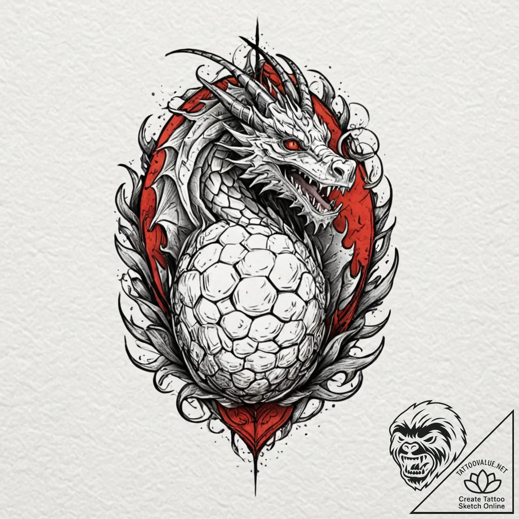 A sketch of a dragon egg, detailed and textur... - tattoo sketch (№1751151784_0, 28.06.2025 23:03) — tattoovalue.net