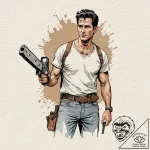 A graphic novel panel of ash williams from th… – tattoo sketch (№1751152432_0, 28.06.2025 23:13) — tattoovalue.net