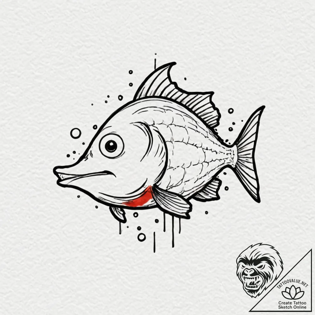 A minimalist tattoo of blinky, the three-eyed... - tattoo sketch (№1751152538_0, 28.06.2025 23:15) — tattoovalue.net