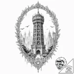 A watercolor sketch of the avengers tower,, t… – tattoo sketch (№1751153921_0, 28.06.2025 23:38) — tattoovalue.net