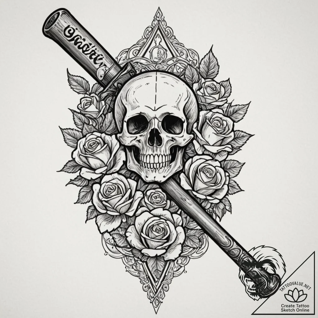 A neo-traditional tattoo of the "basterds" ba... - tattoo sketch (№1751154017_0, 28.06.2025 23:40) — tattoovalue.net