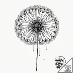 Dandelion, tattoo line art, moderately detail… – tattoo sketch (№1751154456_0, 28.06.2025 23:47) — tattoovalue.net