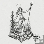 A linework tattoo of excalibur being pulled f… – tattoo sketch (№1751154573_0, 28.06.2025 23:49) — tattoovalue.net