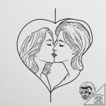 Kiss, tattoo drawing outline, stylized interp… – tattoo sketch (№1751154690_0, 28.06.2025 23:51) — tattoovalue.net