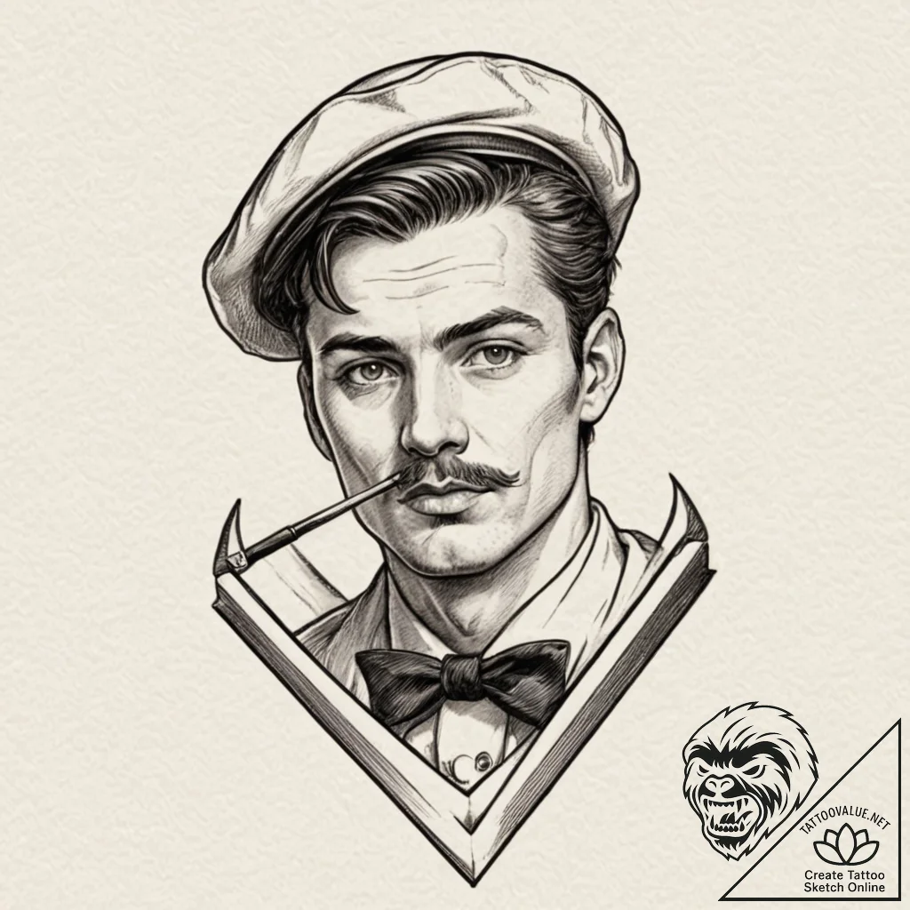 A straight razor (is there, but can be ornate... - tattoo sketch (№1751155338_0, 29.06.2025 00:02) — tattoovalue.net