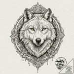 Wolf grin, artistic tattoo sketch, sepia tone… – tattoo sketch (№1751155989_0, 29.06.2025 00:13) — tattoovalue.net