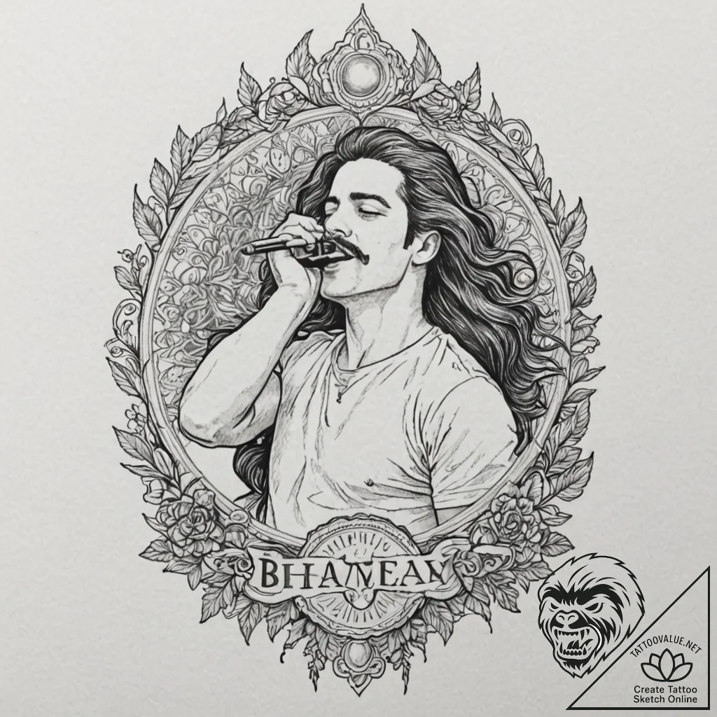 A linework tattoo of the "bohemian rhapsody"... - tattoo sketch (№1751156109_0, 29.06.2025 00:15) — tattoovalue.net