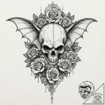 A linework tattoo of a vampire bat in flight,… – tattoo sketch (№1751156218_0, 29.06.2025 00:16) — tattoovalue.net