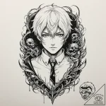 A trash polka composition of ken kaneki from… – tattoo sketch (№1751156441_0, 29.06.2025 00:20) — tattoovalue.net