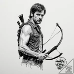 A sketch of daryl dixon from the walking dead… – tattoo sketch (№1751156670_0, 29.06.2025 00:24) — tattoovalue.net