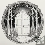 An open door in the middle of a forest leadin… – tattoo sketch (№1751157173_0, 29.06.2025 00:32) — tattoovalue.net