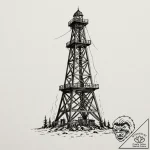 A sketch of the oil derrick on fire from ther… – tattoo sketch (№1751157505_0, 29.06.2025 00:38) — tattoovalue.net