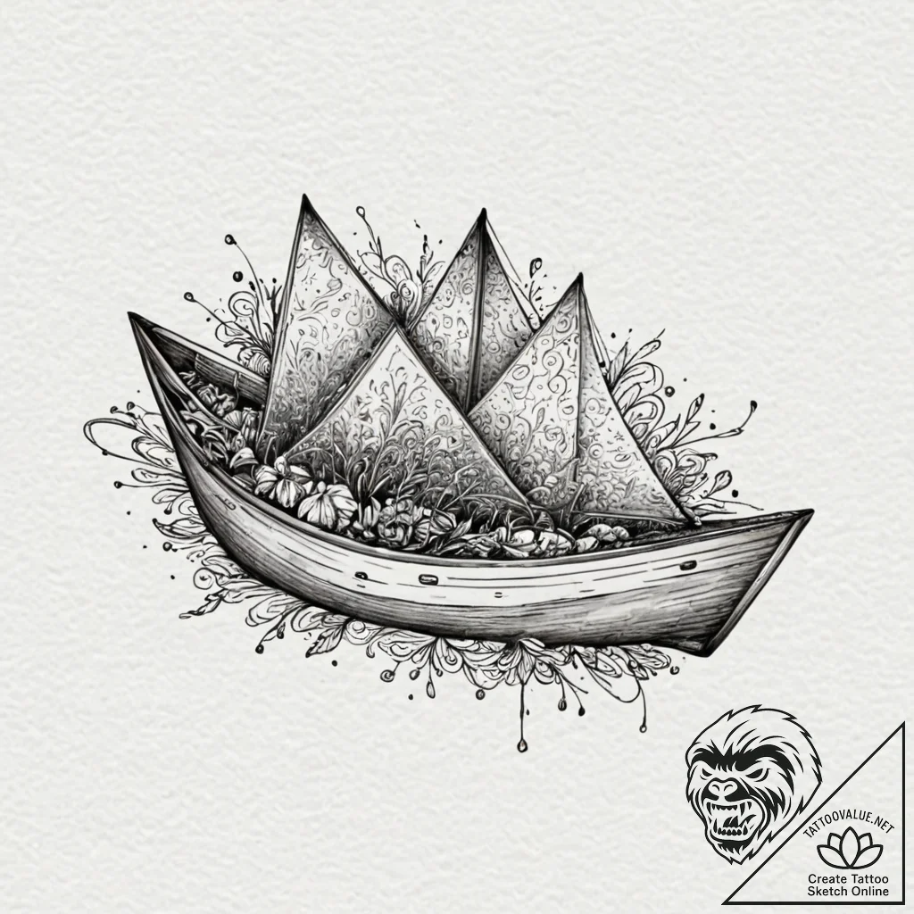 A watercolor sketch of the paper boat from ro... - tattoo sketch (№1751157833_0, 29.06.2025 00:43) — tattoovalue.net