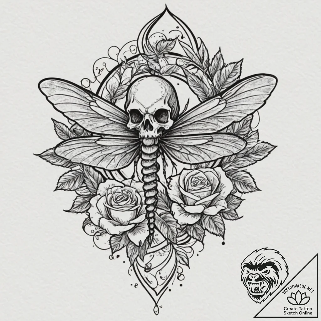 Dragonfly, tattoo flash sheet design, black a... - tattoo sketch (№1751158121_0, 29.06.2025 00:48) — tattoovalue.net
