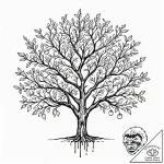 Apple tree, ink illustration for tattoo, new… – tattoo sketch (№1751158343_0, 29.06.2025 00:52) — tattoovalue.net