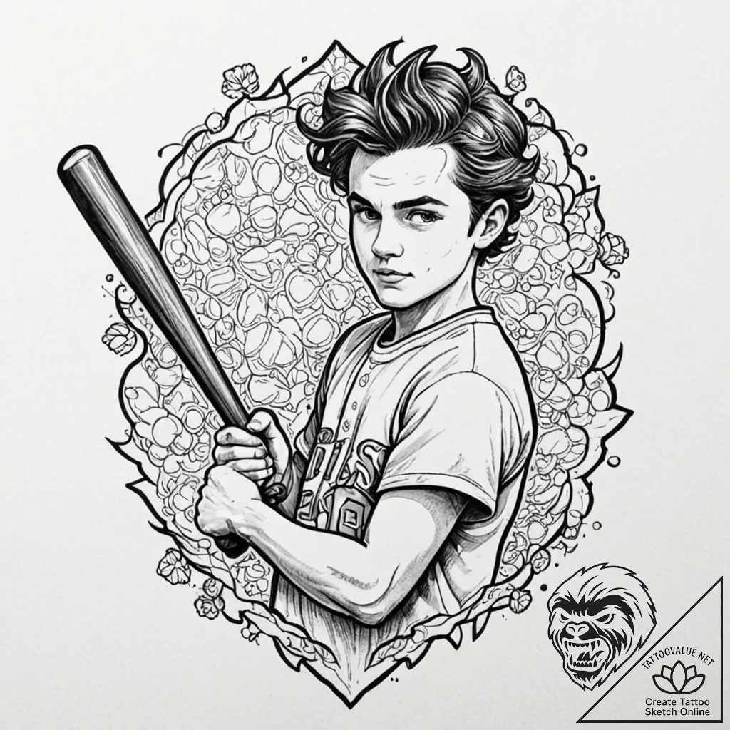A graphic novel style portrait of steve harri... - tattoo sketch (№1751158556_0, 29.06.2025 00:55) — tattoovalue.net