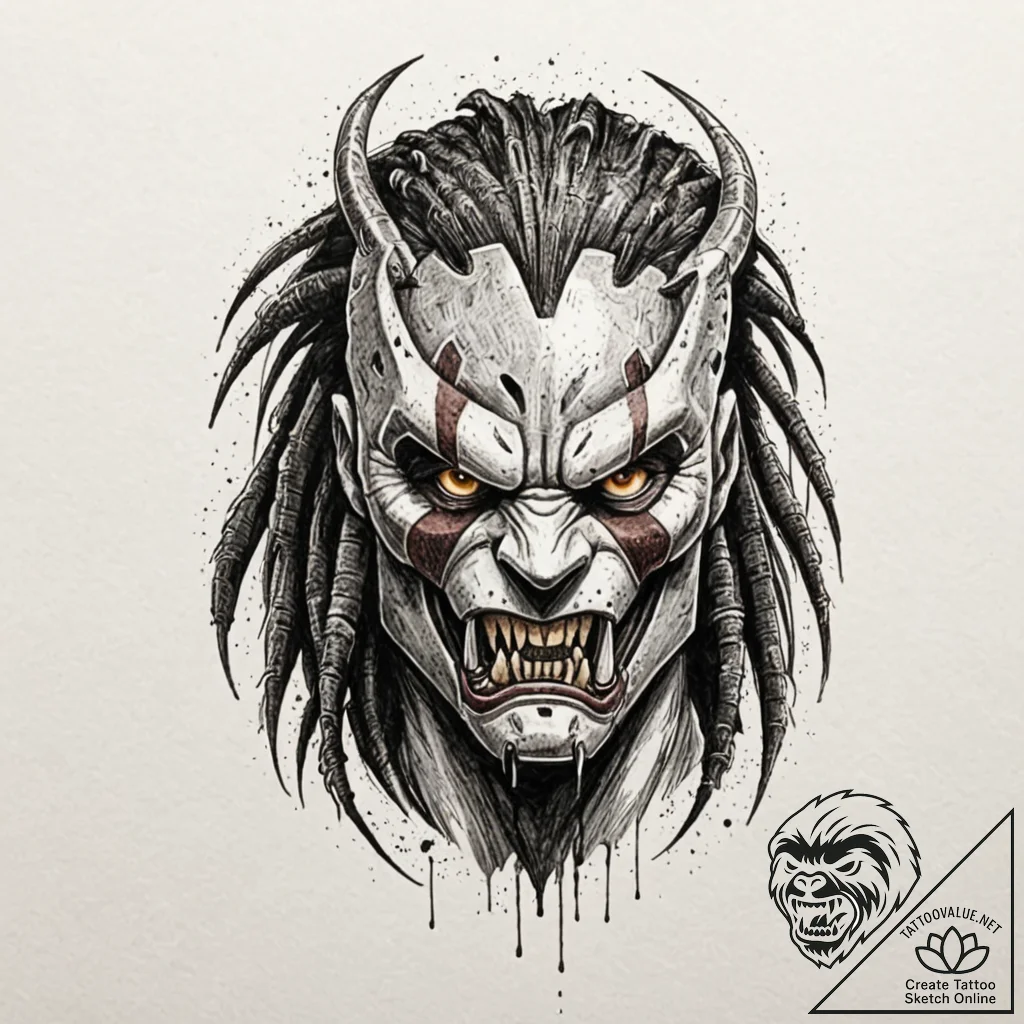 117. trash polka sketch of the predator's unm... - tattoo sketch (№1751158663_0, 29.06.2025 00:57) — tattoovalue.net