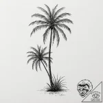 Palm tree, tattoo line art, studio lighting p… – tattoo sketch (№1751158881_0, 29.06.2025 01:01) — tattoovalue.net
