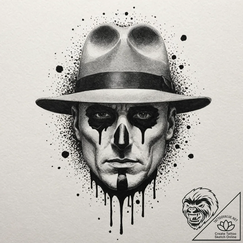 A watercolor tattoo of the rorschach test ink... - tattoo sketch (№1751158986_0, 29.06.2025 01:03) — tattoovalue.net