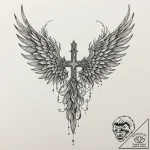 Angel wings, concept art for tattoo, detailed… – tattoo sketch (№1751159305_0, 29.06.2025 01:08) — tattoovalue.net
