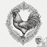 Rooster, tattoo sketch design, fine lines, de… – tattoo sketch (№1751159756_0, 29.06.2025 01:15) — tattoovalue.net