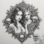 A coven of witches around a fire, tattoo sket… – tattoo sketch (№1751160096_0, 29.06.2025 01:21) — tattoovalue.net