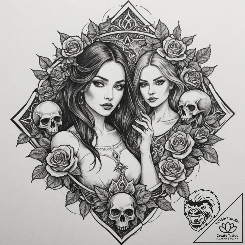 A coven of witches around a fire, tattoo sket... - tattoo sketch (№1751160096_0, 29.06.2025 01:21) — tattoovalue.net