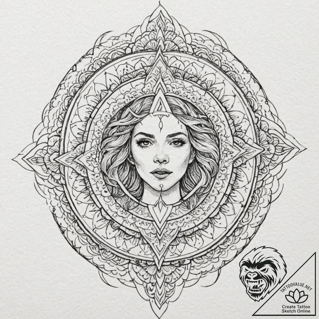 A graphic novel portrait of a beautiful but d... - tattoo sketch (№1751161379_0, 29.06.2025 01:42) — tattoovalue.net
