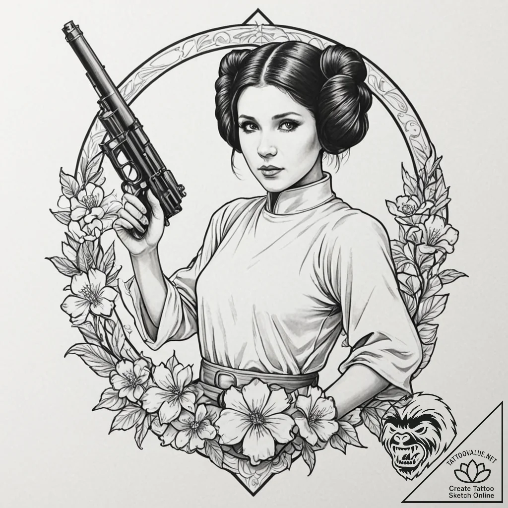 A beautiful linework tattoo design of princes... - tattoo sketch (№1751161908_0, 29.06.2025 01:51) — tattoovalue.net