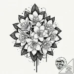 Narcissus, artistic tattoo sketch, bold outli… – tattoo sketch (№1751162012_0, 29.06.2025 01:53) — tattoovalue.net