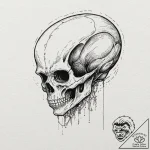 A neo-traditional tattoo of the alien skull-f… – tattoo sketch (№1751162896_0, 29.06.2025 02:08) — tattoovalue.net