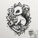 Skunk, concept art for tattoo, bold outlines,… – tattoo sketch (№1751163018_0, 29.06.2025 02:10) — tattoovalue.net